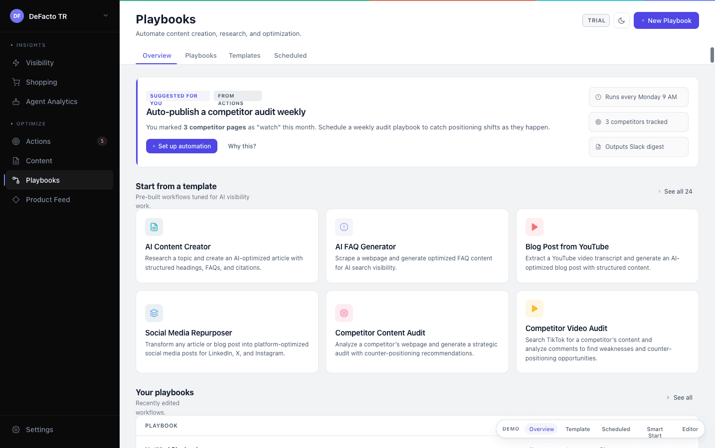 Playbooks, workflow templates and active runs